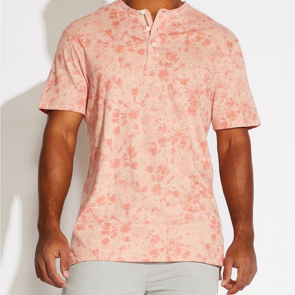 Brandnew Civil Society Palu Printed Henley T-Shirt (Heather Coral)